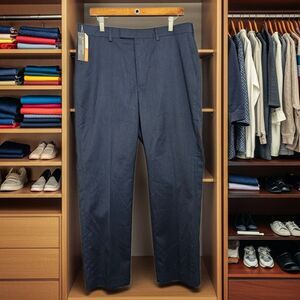 Savane Comfort Waist Premium Flex Dress Pants Navy Blue Trousers Slim 34X29